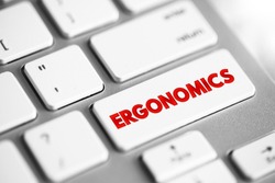 Ergonomics - application of psychological and physiological principles to the engineering and design of products, processes, and systems, text button on keyboard
