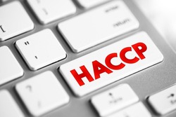 HACCP Hazard analysis and critical control points - systematic preventive approach to food safety from biological, chemical, and physical hazards in production processes, text button on keyboard