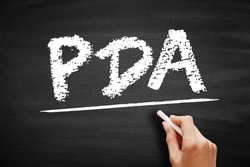 PDA - Personal Digital Assistant acronym, technology concept background on blackboard