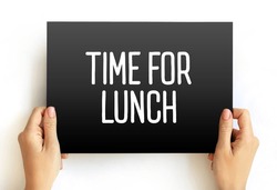 Time For Lunch text on card, concept background