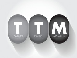 TTM Trailing Twelve Months - measurement of a company's financial performance used in finance, acronym text concept background