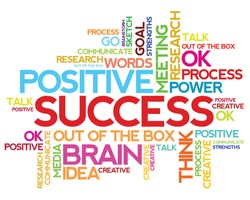 Success concept related words in tag cloud isolated on white background