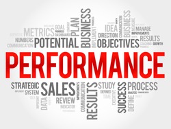 Performance word cloud, business concept