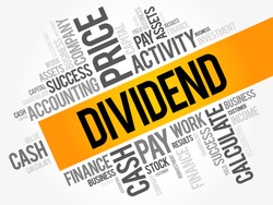 Dividend word cloud collage, business concept background