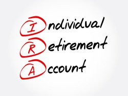IRA - Individual Retirement Account is a form of pension provided by many financial institutions that provides tax advantages for retirement savings, acronym text concept background