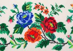 Cross Stitch Embroidery Accessories Linen Cloth In Hoop On White