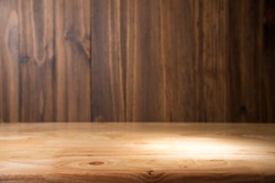 empty brown wood table for background