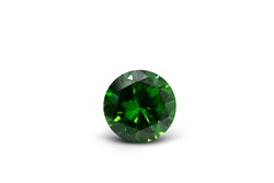 raw emeralds, gemstone jewelry isolated on white background