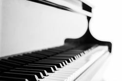 Piano keyboard background with selective focus - vintage filter