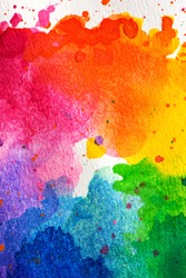Close up of  an impressionist style artistic color wheel or color palette drawn with water colors.