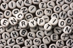 Encryption. Random alphabets with letters of 