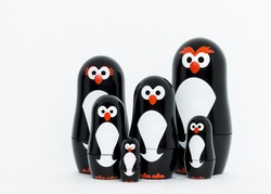 Portrait of penguin toy figure family 