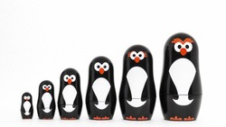 Portrait of penguin toy figure family