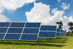 The solar farm for green energy in the field in Thailand