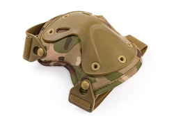 Used tactical military knee pad on a white background