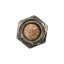 Close up old and rusty nut or screw head, include clipping path
