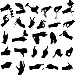 Collection of hand and tool, vector illustration.