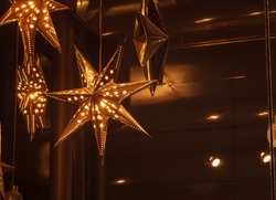 Hanging star lantern lights during the holiday season
