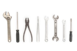 Set with different construction tools isolated on white background