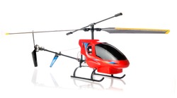 Toy helicopter over white background