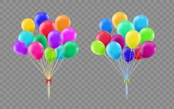 Bunch of colorful balloons. Template isolated on transparent background. Vector Stock Illustration