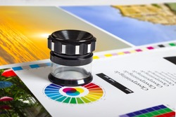 Print loupe on offset printed sheet with basic colors controll bars