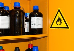 Flammable Chemicals in Protection Cabinet