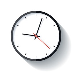 Clock icon in flat style, timer on white background. Business watch. Vector design element for you project