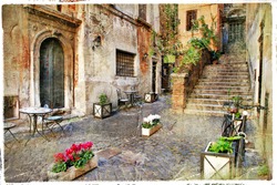 pictorial old streets of Italy,Rome. artistic picture in retro style