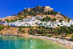 Rhodes island - famous for historic landmarks and beautiful beaches .Greece