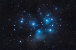 M45 - the Pleiades, Seven Sisters,  Deep Sky Astrophoto, Science.
the plejades M45 open star cluster in the constellation of taurus.