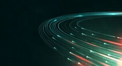 Green light streak, fiber optic, speed line, futuristic background for 5g or 6g technology wireless data transmission, high-speed internet in abstract. internet network concept. vector design.