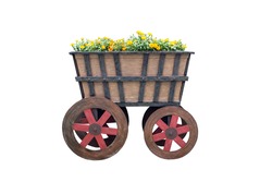Old wooden car with flowers