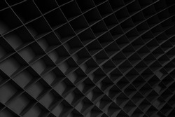 Abstract squares black wall background. geometric dark wall facade background