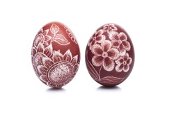 traditional scratched handmade Easter egg isolated on white background