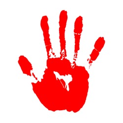 red hand print on white background vector illustration