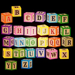 Wooden blocks make word for Baby or children colorful