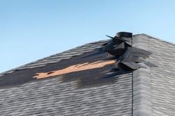 Damaged shingle roof