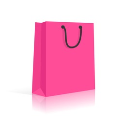 Blank Shopping Bag With Rope Handles. Pink Black. Vector