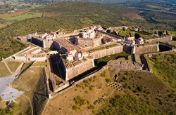 Fortress of Nossa Senhora da Graca in Elvas old city, view from drone