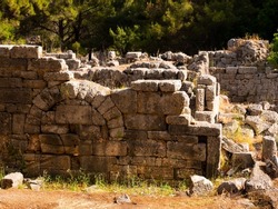 Ruins of Roman baths in Phaselis, ancient Lycian city in Antalya Province, Turkey.