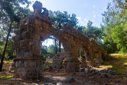 Ruined aquaeduct of Phaselis, Greco-Roman ancient town in Antalya Province, Turkey.