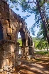 Ruined aquaeduct of Phaselis, Greco-Roman ancient town in Antalya Province, Turkey.