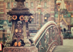 Detail of Malo-Koniushennyi bridge in Saint Petersburg. Russia