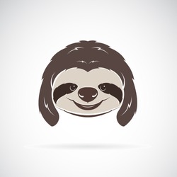 Vector of a sloth head on white background. Wild Animals. Vector illustration. Easy editable layered vector illustration.