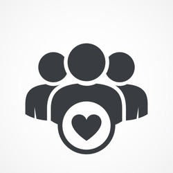 User group icon. Management Business Team Leader Sign. Social Media, Teamwork concept. Customer icon. Love symbol. Health care management. Heart group icon. Wedding group. Happy business team icon