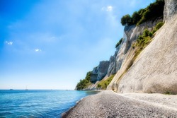 Summer at the White Cliffs of Møns Klint, at Dronningstolen,  in the Danish Part of the Baltic Sea