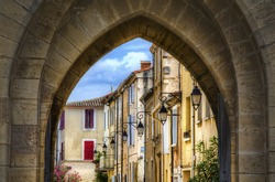 Looking through One of the Southwestern Gates of the Fortified City of Aigues-Mortes, Occitanie, France