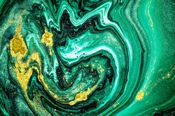 Trendy nature marble pattern. Abstract green ART. Natural Luxury. Style incorporates the swirls of marble or the ripples of agate. Very beautiful GREEN paint with the addition of gold powder.