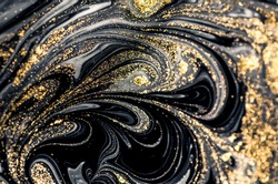 The Starry Night. Swirls of marble and the ripples of agate. Natural pattern.  Abstract fantasia with golden powder. Extra special and luxurious- ORIENTAL ART. Agate background.